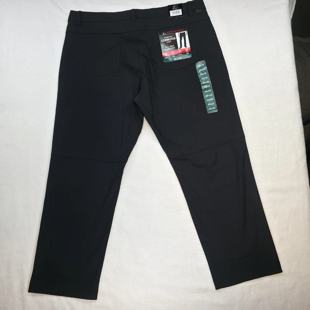 ZeroXposur Commuter Pants‎ Men 40X30 Black 4 Way Stretch Flat Front NEW $70